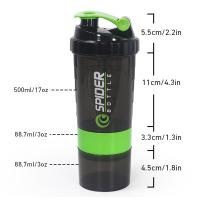 Botella De Proteína Con Agitador De 3 Capas Botella De Agua Para Ejercicio Y Construcción Corporal Mezcladora De Plástico - details 5