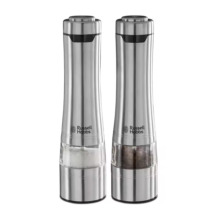Russell Hobbs Juego de molinillo eléctrico de sal y pimienta, molinillo ajustable, acero cepillado, 23460-56 - 1
