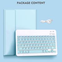 Funda con teclado universal para iPad Air5/Air4/Air6-10.9/11 de 10.9 pulgadas con panel táctil, ultrafina, de PU, con retroiluminación de 7 colores y teclado inalámbrico magnético Bluetooth. - details 1