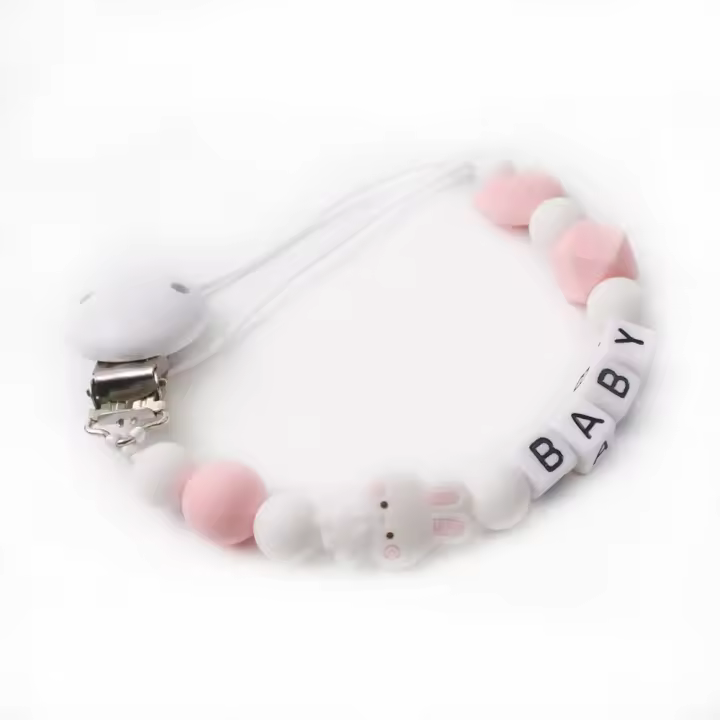 Mordedor de silicona con cadena anticaída, juguete para bebé INS, cadena para chupete de conejo, productos para bebés - 1