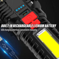 Linterna LED Recargable De Alta Potencia Con 5 Núcleos Luz Secundaria COB 4 Modos Impermeable Para Camping Y Aventuras Al Aire Libre - details 2
