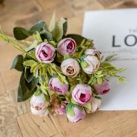 1 Bouquet De Flores Artificiales Moradas Peonía Y Rosas Para Decoración De Bodas Y Salón De Estilo Otoño Material Seda - details 5