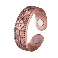 Pulsera Magnética Retro Con Anillo Flor Ajustable Para Hombres Y Mujeres Plata De Cobre Rojo Antiguo Pulsera De Cuff De Aleación De Zinc - details 4