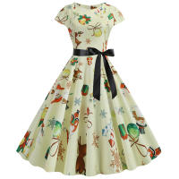 Vestido Midi Vintage Elegante Para Fiesta De Navidad Mujer Con Cintura Alta Manga Corta Vestido De Promoción Jurk Robe - details 2