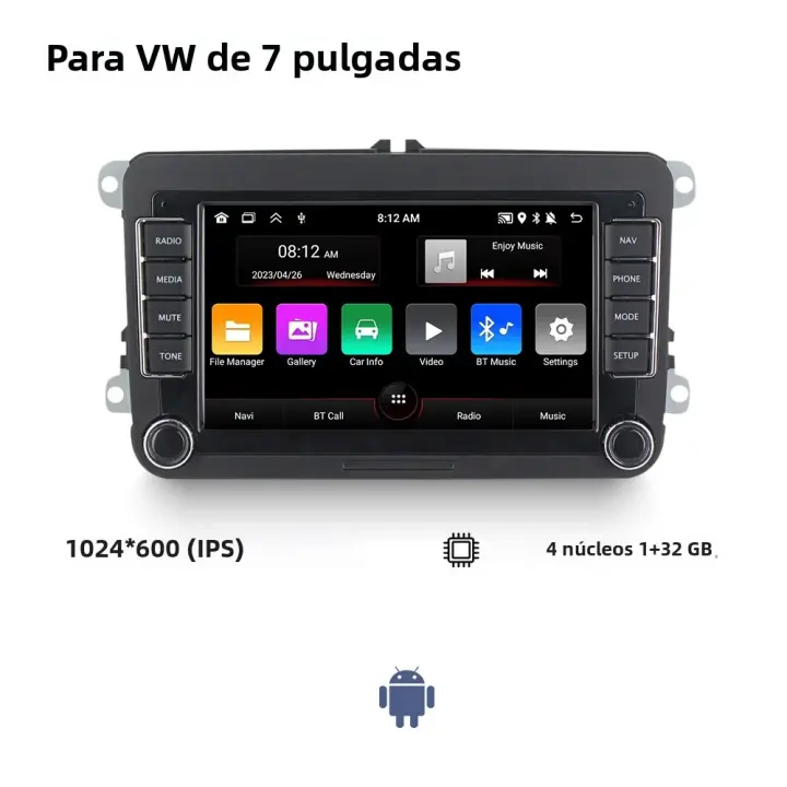Radio De Coche Con Android Auto Y Carplay Para VW Volkswagen Passat B6 B7 Tiguan Touran GOLF POLO Jetta Skoda Octavia Estéreo Multimedia GPS 7' 8' 9' RAM 2G ROM 32G Soporte Para Control Del Volante - 1