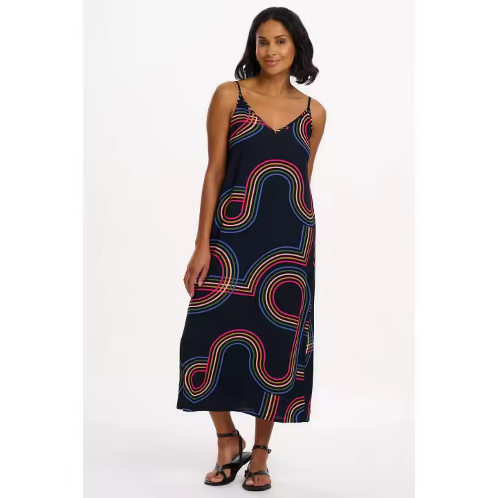 SUGARHILL BRIGHTON - Vestido midi Gretchen color negro, estilo de carreras retro de Sugarhill Brighton - 1