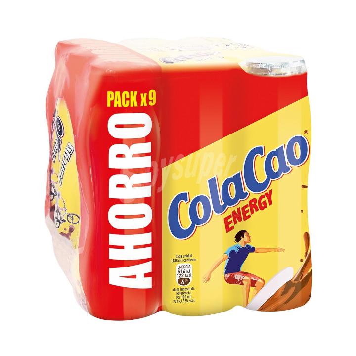 Cola Cao Energy 188 ml, Batidos Lácteos y Bebidas Vegetales, 1 Paquete con 18 Unidades, Bajo en Grasa, Certificación CE, Ideal para Energía y Deportistas