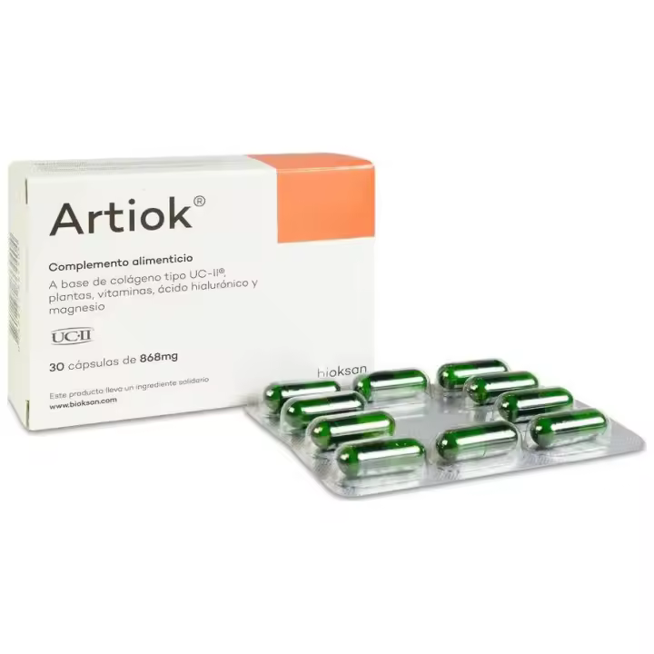 Bioksan Suplemento Alimenticio Artiok 30 Cápsulas - Colágeno Tipo II, Ácido Hialurónico, Magnesio, Cúrcuma, Boswellia y Vitaminas del Grupo B - 1