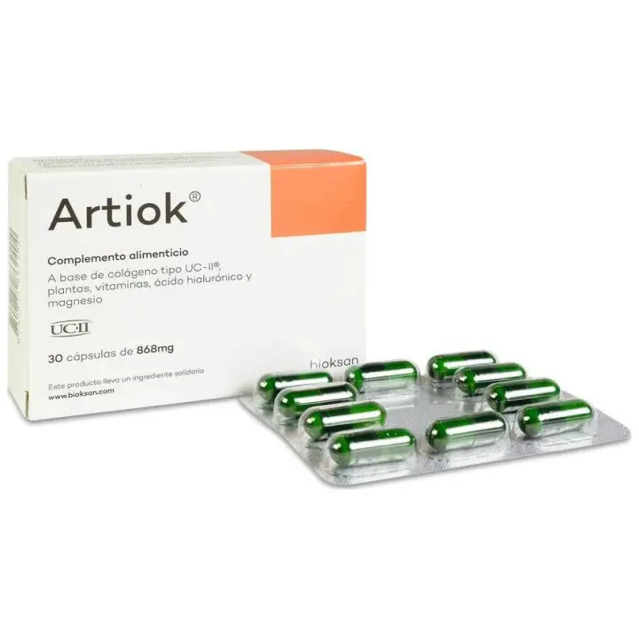 Bioksan Suplemento Alimenticio Artiok 30 Cápsulas - Colágeno Tipo II, Ácido Hialurónico, Magnesio, Cúrcuma, Boswellia y Vitaminas del Grupo B - 1