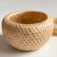 Cesta De Almacenamiento De Bambú Con Tapa Doble Hecha a Mano Para Té Frutas Aperitivos Caja De Almacenamiento Para Mesa - details 4