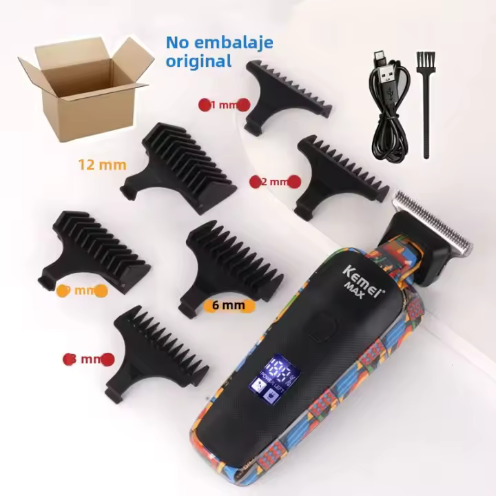 Kemei Afeitadora Eléctrica Para Hombres Trimmer De Pelo Profesional Corte De Barba Máquina De Afeitar Recargable Universal Carbon Steel - 1
