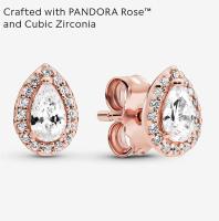 Pandora Timeless - Pendientes de tuerca chapados en oro rosa de 14 quilates con circonita cúbica,Incluye Caja Original - details 1