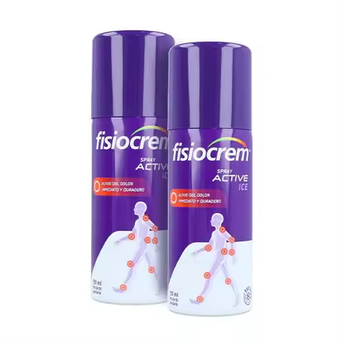 FISIOCREM Pack Fisiocrem Spray Active Ice x 2 - Efecto Frío para Aliviar el Dolor Muscular y Articular - Proporciona un Efecto Frío Inmediato y Duradero - 1
