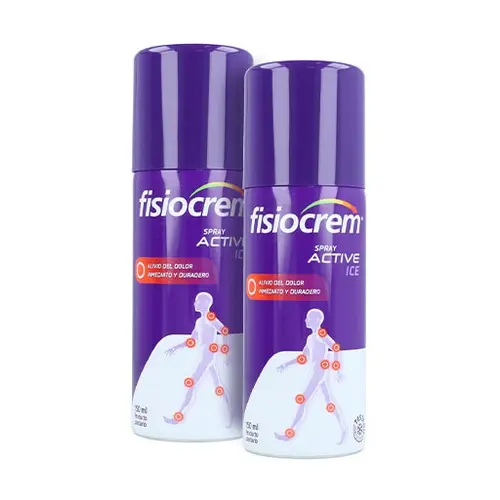 FISIOCREM Pack Fisiocrem Spray Active Ice x 2 - Efecto Frío para Aliviar el Dolor Muscular y Articular - Proporciona un Efecto Frío Inmediato y Duradero - 1