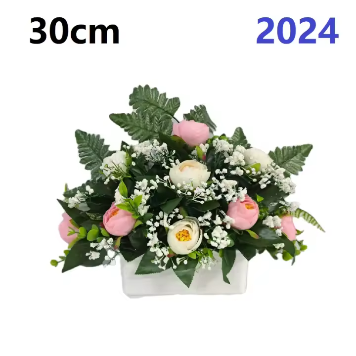 Centro de Flores para Cementerio Gerimport - Ramos de Flores para Todos los Santos - Flores Artificiales de Tela - Ancho 30cm - Alto 30cm - Personalizar Color y Medida - Contacto Directo con Nosotros - 1
