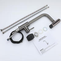 Grifo De Cocina Retráctil En Gris Y Negro Con 6 Modos Y Cabezal De Rociador Acero Inoxidable Mate Manillar Sencillo Montaje En Plato - details 8
