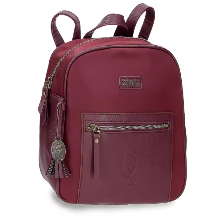 El Potro Mochila casual de 24 cm x 28 cm x 10 cm fabricada en poliéster y PU Rojo - 1