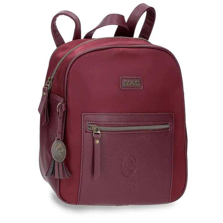 El Potro Mochila casual de 24 cm x 28 cm x 10 cm fabricada en poliéster y PU Rojo - 1