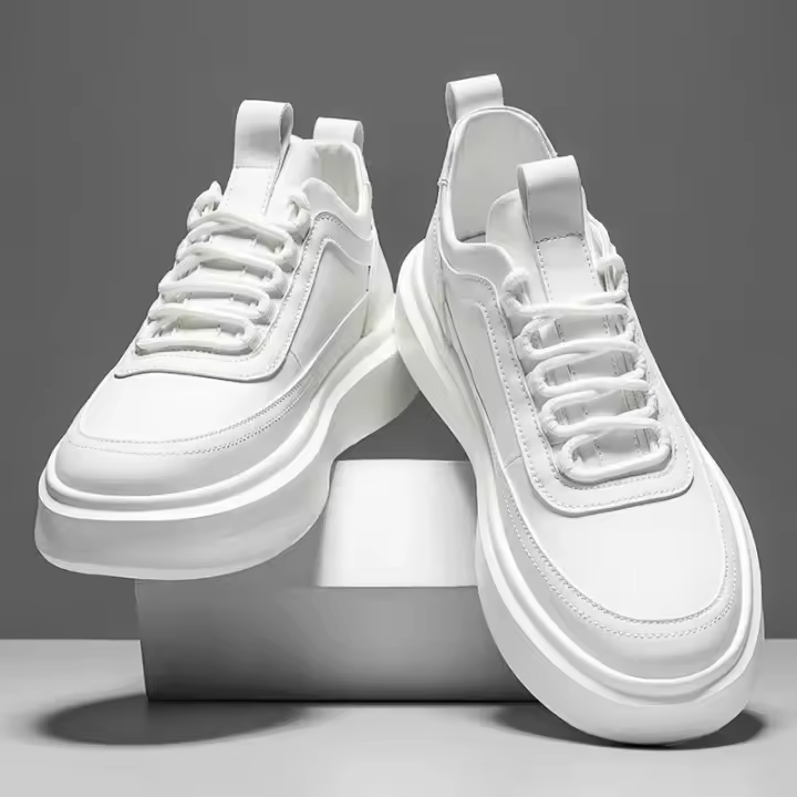 Zapatos Deportivos Para Hombre De Cuero PU De Alta Calidad Con Plataforma Casual Moda Comodidad Tenis Zapatos Vulcanizados - 1