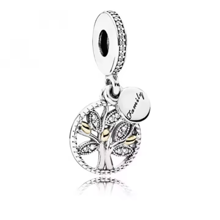 Abalorio Colgante Pandora 791728CZ Mujer Plata y Oro Árbol Familiar Circonitas - 1