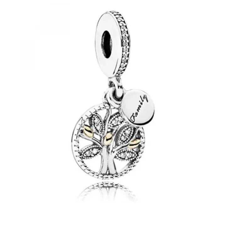 Abalorio Colgante Pandora 791728CZ Mujer Plata y Oro Árbol Familiar Circonitas - 1