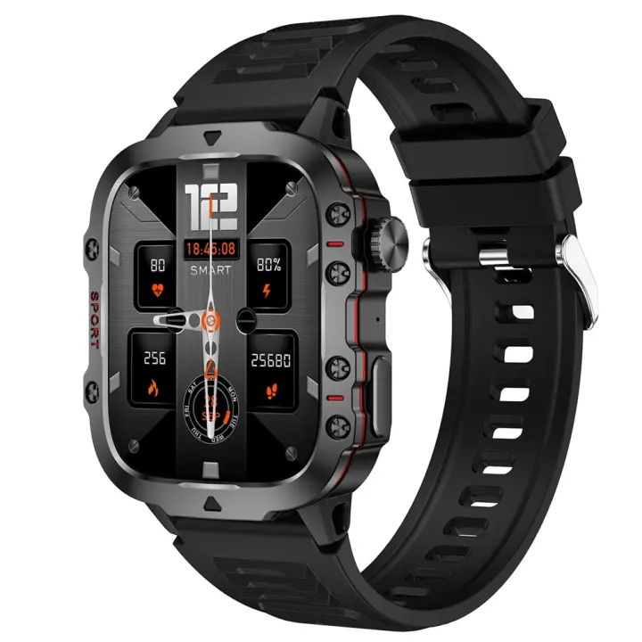 Reloj inteligente de frecuencia cardíaca para hombres, sueño, presión arterial, 1,96 pulgadas, rastreador de actividad, reloj inteligente impermeable al aire libre, más de 100 modos deportivos, rastreador de ejercicios, relojes para hombre de silicona, ll - 1