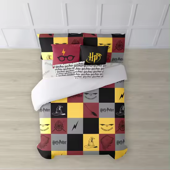 BL BELUM  Funda nórdica Hogwarts  Funda nórdica Modelo Hogwarts cuadros  Funda Nórdica con Botones  Funda nórdica 100% algodón  Funda Nórdica de Calidad  Funda Nórdica - Funda Nórdica Extrasuave - Funda Nórdica 100% Made in Spain - 1