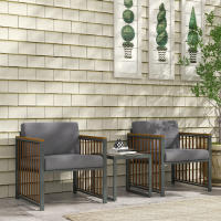 Juego de muebles de Jardín 3 piezas. Juego de bistro con Mesa de Café Y 2 Sillas, Zona de estar de Jardín con codos, Gris, adaptado para Terraza y Balcón - details 0