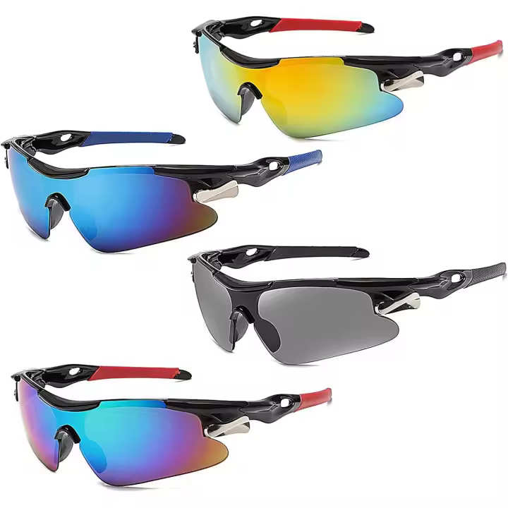 Paquete de 4 Gafas de Sol Deportivas, Gafas de Ciclismo de moda UV400, Gafas de Sol de luz a prueba de Viento Gafas al Aire Libre para hombres Mujer - 1