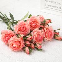 Rosa Artificial De Seda Roja Simulación 1 Flor 2 Brotes Toque Real Para Decoración De Hogar Boda DIY Arreglo Floral - details 0