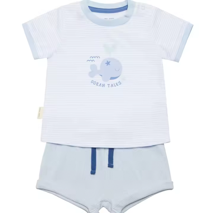 Ysabel Mora - Conjunto bebé camiseta manga corta y short Ocean Tales azul - 1
