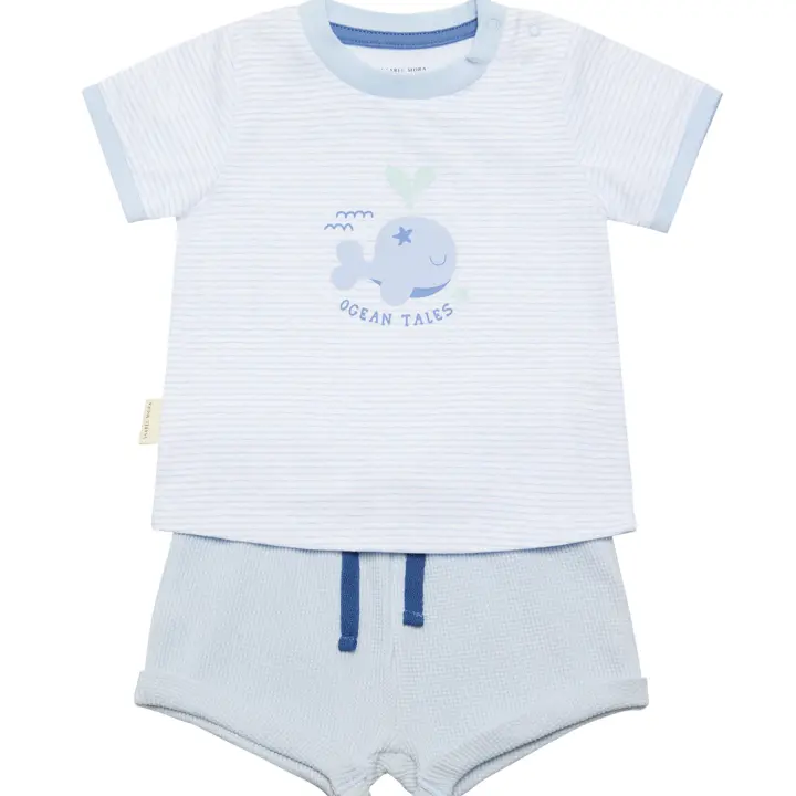 Ysabel Mora - Conjunto bebé camiseta manga corta y short Ocean Tales azul - 1