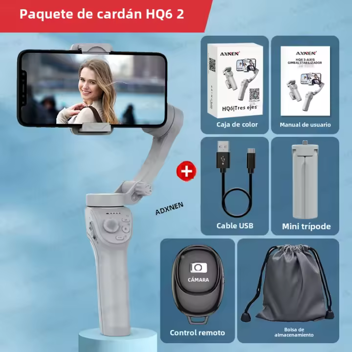 AXNEN HQ6-cardán de mano de 3 ejes con luz de relleno, estabilizador de teléfono móvil para iPhone, Samsung, Xiaomi, Tiktok, antivibración, Video Vlog - 1