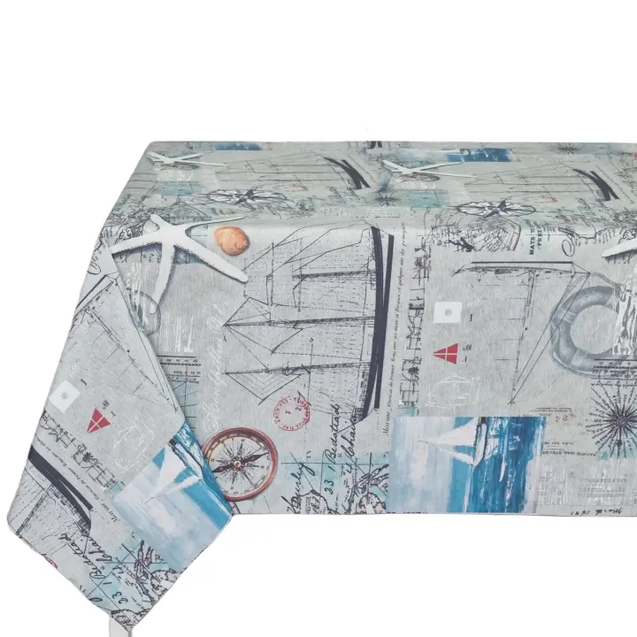 Mantel antimancha elegante lujo, Para mesa rectangular, Comedor, Cocina, Impermeable, Geografía, Gris, Barco, Playa, Estrella de mar ,Gris ,DAL164 MARITIMA 02 - 1