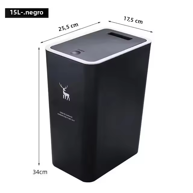 Cenicero Grande De 10L/15L Con Tapa Contenedor Ecológico Para Reciclaje Para Sala Dormitorio Baño Cocina Oficina Material Plástico Rectangular - 1