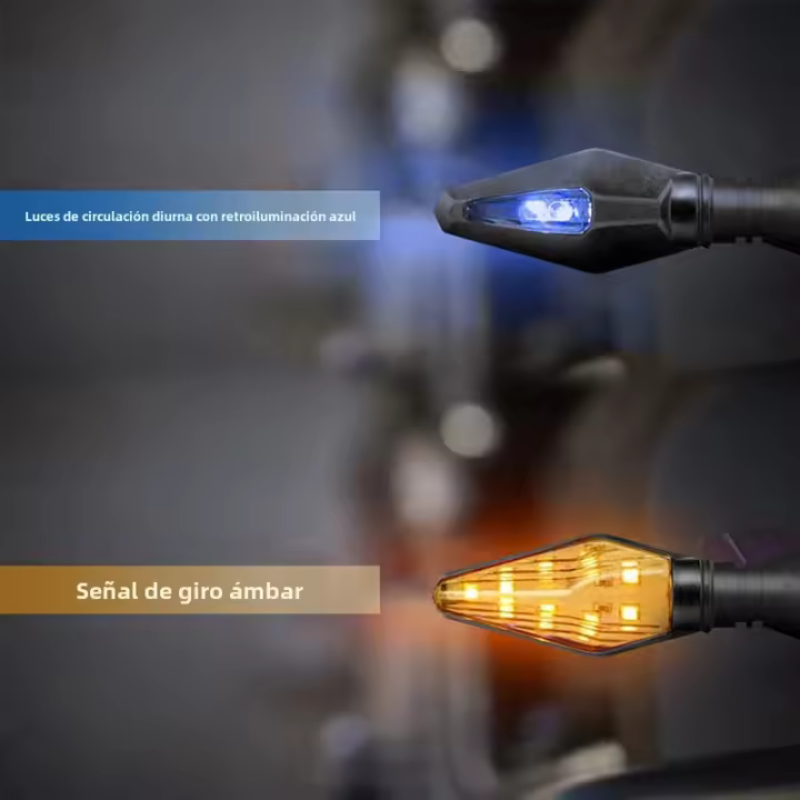 2PCS Luz Indicadora De Señal De Giro Para Motocicleta Universal 12LED Amarilla Azul Doble Color Para Motocicleta off Road - 1