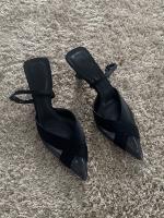 Sandalias De Verano Para Mujer Zapatos De Tacón Alto Con Punta Puntiaguda Slingback Elegantes Y Moda Hebilla En El Tobillo Microfibra Con Suela De Goma - details 3
