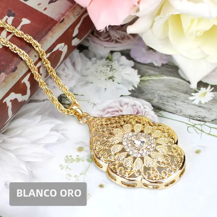Collar Largo De Pendiente En Color Oro Sunspicems Para Mujer Estilo Árabe Adorno Para Banquete Y Boda Cadena De Suéter Caftán - 1