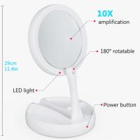 Espejo De Maquillaje Plegable Con Luz LED 10X Magnificación Doble Cara Recargable Por USB O Batería Para El Hogar - details 6