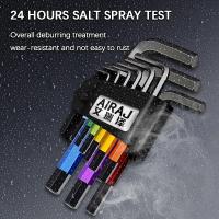 AIRAJ Juego De 9 Piezas Llaves De Allen Multicolor Tipo L Herramienta Universal Con Brazo Corto De Acero Cromo Vanadio - details 3