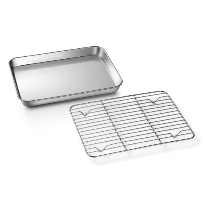 Juego De Bandeja Para Barbacoa De Acero Inoxidable Con Soporte De Enfriamiento Desmontable Y Plancha Multifuncional Para Cocina Bandeja Para Hornear Antiadherente HOCOSHINE - 1
