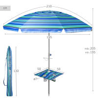 AKTIVE, Sombrilla playa antiviento, Marinera, 210 cm, Protección UV50, Mástil acero, Inclinable y regulable en altura, Tejido poliéster Oxford, Sombrilla para la playa, Sombrillas grandes, Sombrilla playa grande - details 3