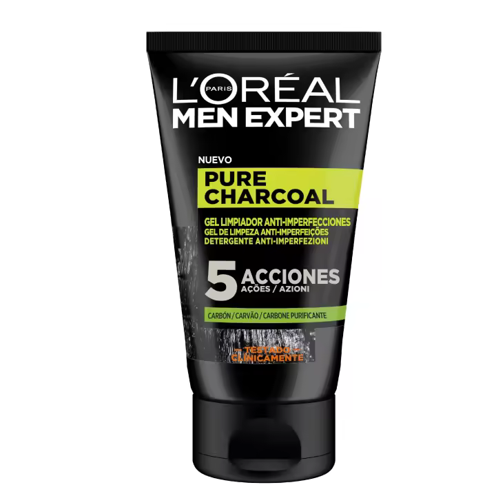 L'Oréal Paris | Men Expert Pure Charcoal Gel Limpiador Anti-Imperfecciones 100ml. 5 acciones contra las imperfecciones de la piel - 1