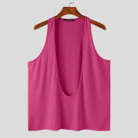 INCERUN Camiseta De Hombre Sin Mangas En Color Sólido Con Cuello En V Profundo Estilo Casual Verano Ropa Masculina Tallas S-5XL - details 4