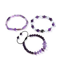 3 PCS Pulsera Vintage Con Cuentas Suaves De Colores Azul/Morado Para Mujer Estilo Geométrico Moda Casual - details 5