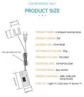 Luz De Trabajo Para Máquina De Costura Con 10 LED/COB En Forma De U Iluminación Industrial Flexible Con Base Magnética Para Mesita De Trabajo EU/US Plug - details 2