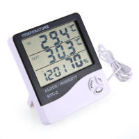 Medidor De Temperatura Y Humedad Digital LCD Estación Climática Con Reloj Para Interiores Y Exteriores HTC-1 HTC-2 - details 2