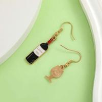 Pendientes Colgantes De Esmalte Asimétricos Con Botella Y Vaso De Vino Tinto Para Mujeres Y Niñas Joyería Regalo De Moda - details 1