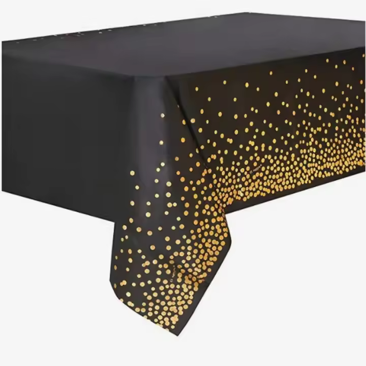 Mantel De Hielo Desechable Con Patrones Dorados Rosa Azul Negro Para Fiestas De Cumpleaños Y Bodas Material PE - 1
