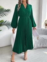Vestido EVNISI Para Mujer De Chiffon Con Cuello V Y Mangas Largas Elegante Para El Office Vestido Plano De Evening Para Fiestas Y Vacaciones Estilo A-line - details 3